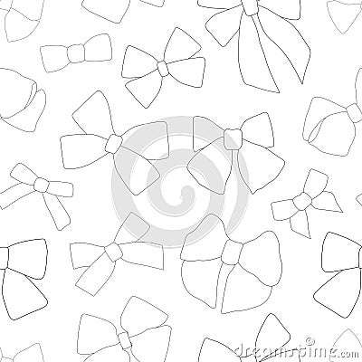 Seamless pattern bows graphics black and white coloring vector illustration Vector Illustration